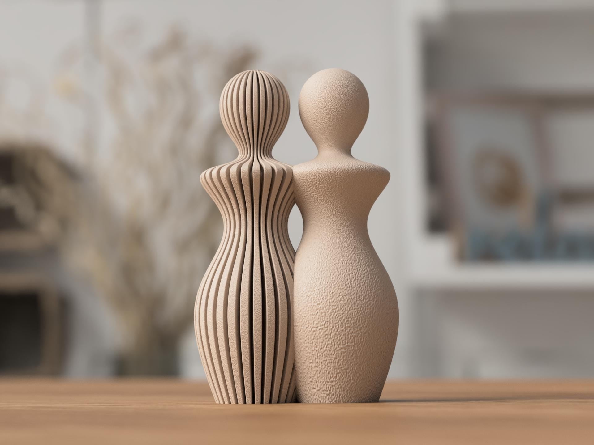 Minimalist Couple Statue – Modern Abstract Lovers Sculpture – Japandi Home Decor – Wedding / Anniversary Present