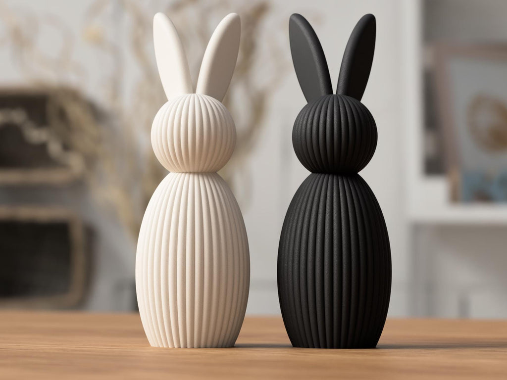 Ribbed Bunny Figurine | Modern Scandinavian Easter Decor, Rabbit Home Accent