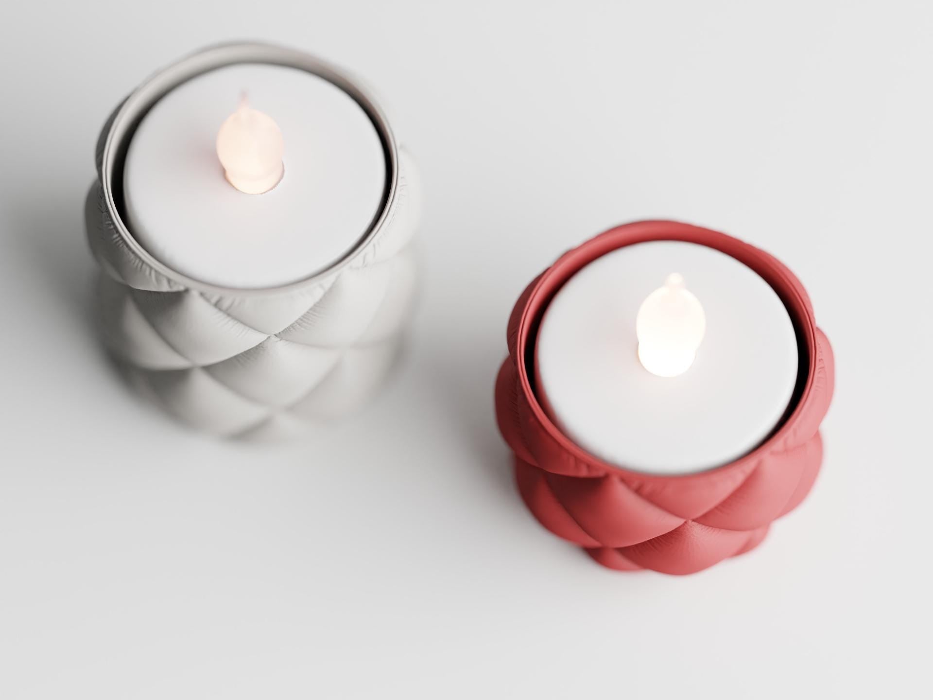 Quilted LED Tea light Holder | Modern Candle Decor | 3D Printed | Minimalist Home Accent