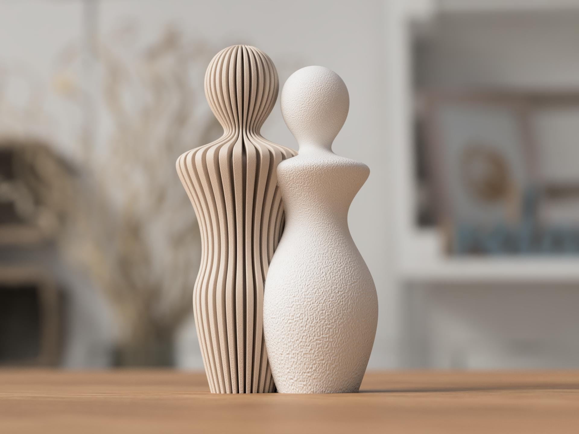 Minimalist Couple Statue – Modern Abstract Lovers Sculpture – Japandi Home Decor – Wedding / Anniversary Present