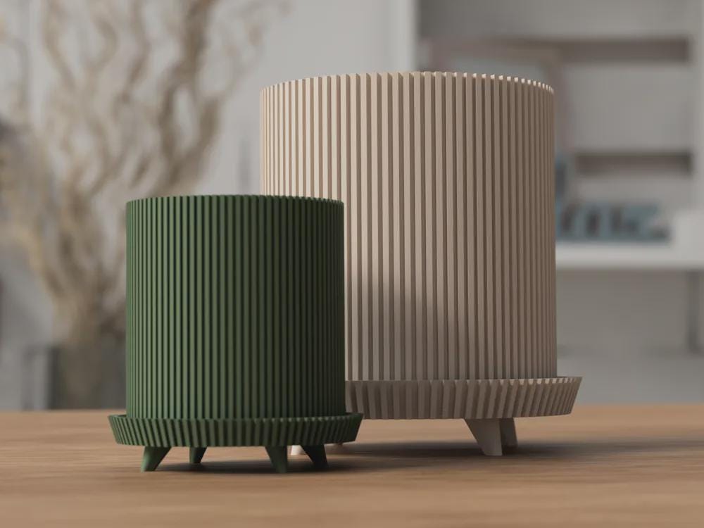 Ribbed Plant Pot with Legs | Japandi Planter | Indoor Flower Pot