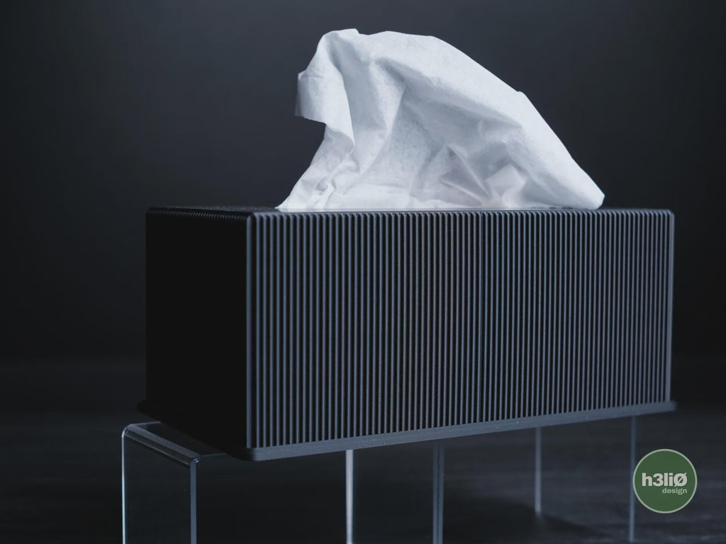 Modern Tissue Holder, Ribbed Kleenex Organizer, Minimalist Bathroom Accessory, Square & Rectangle Design