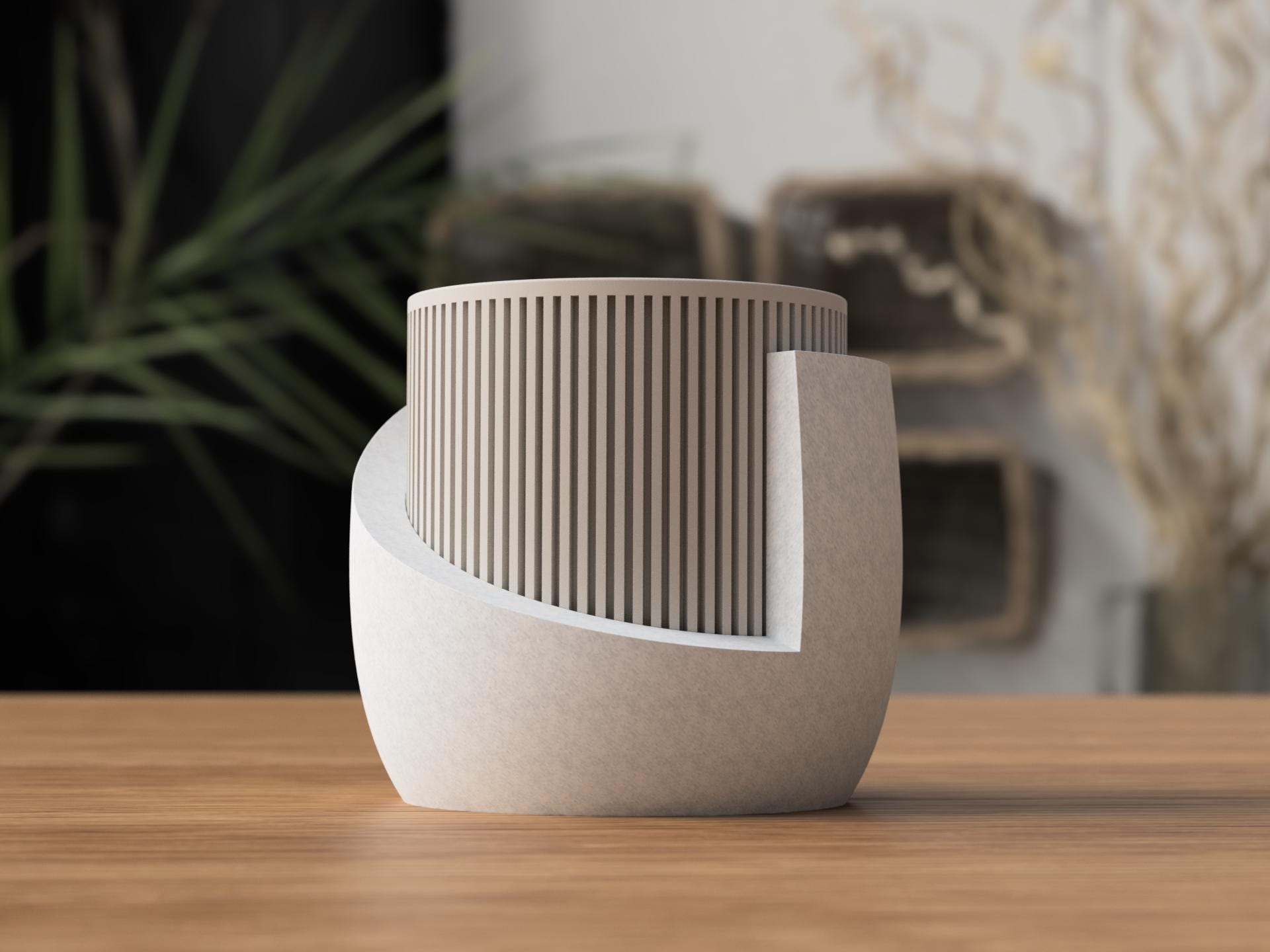 Modern Japandi Plant Pot | Ribbed Minimalist Planter | Scandinavian Indoor Home Decor