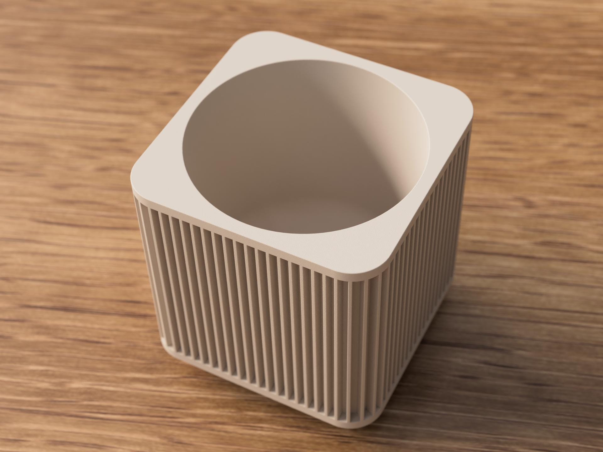 Shikaku Planter | Ribbed Square Pot with Legs, Japandi Home Decor
