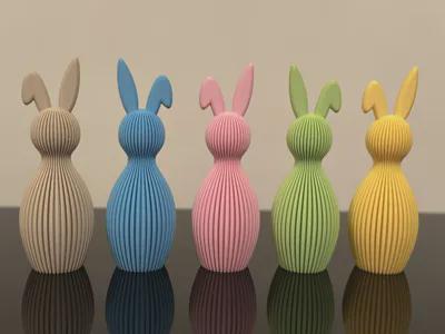 Modern Easter Bunny Decor | Ribbed Bunny with Folded or Straight Ears | Scandinavian Spring Decoration