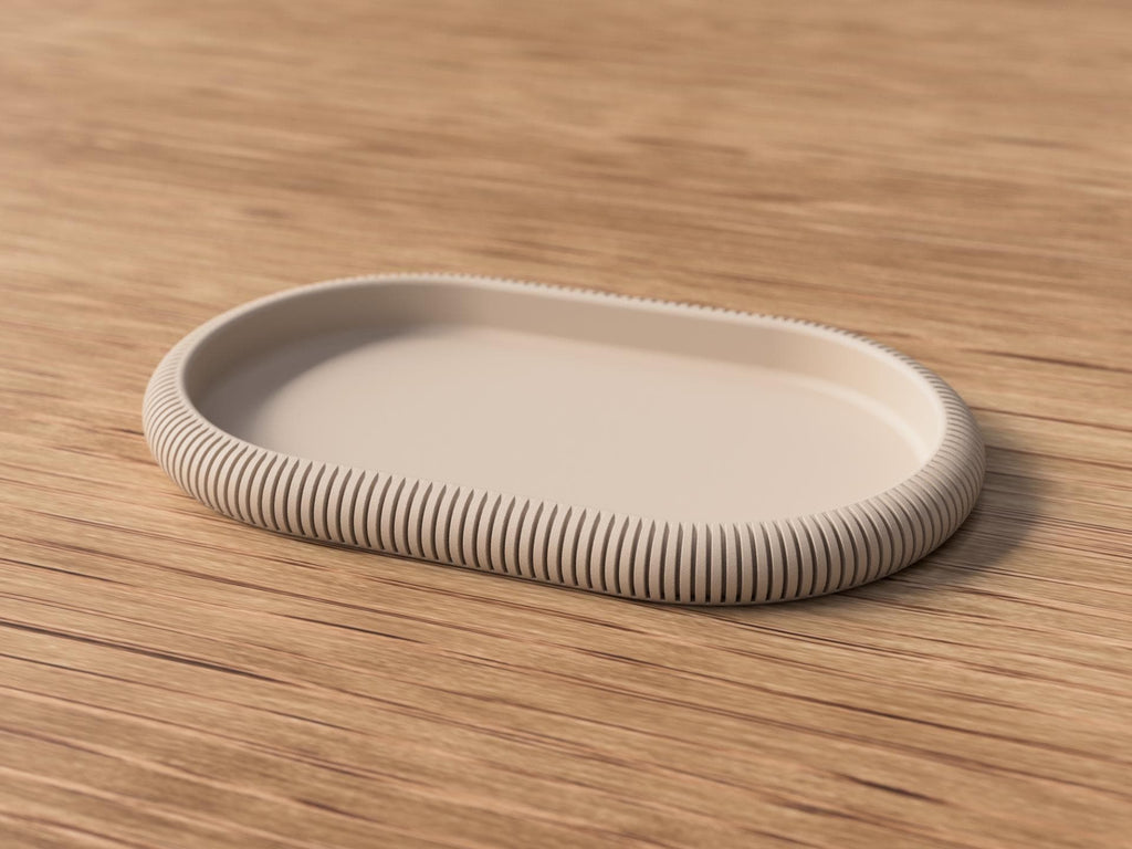 Decorative Tray - Minimalist Ribbed Oval Catchall - Scandinavian Home Decor