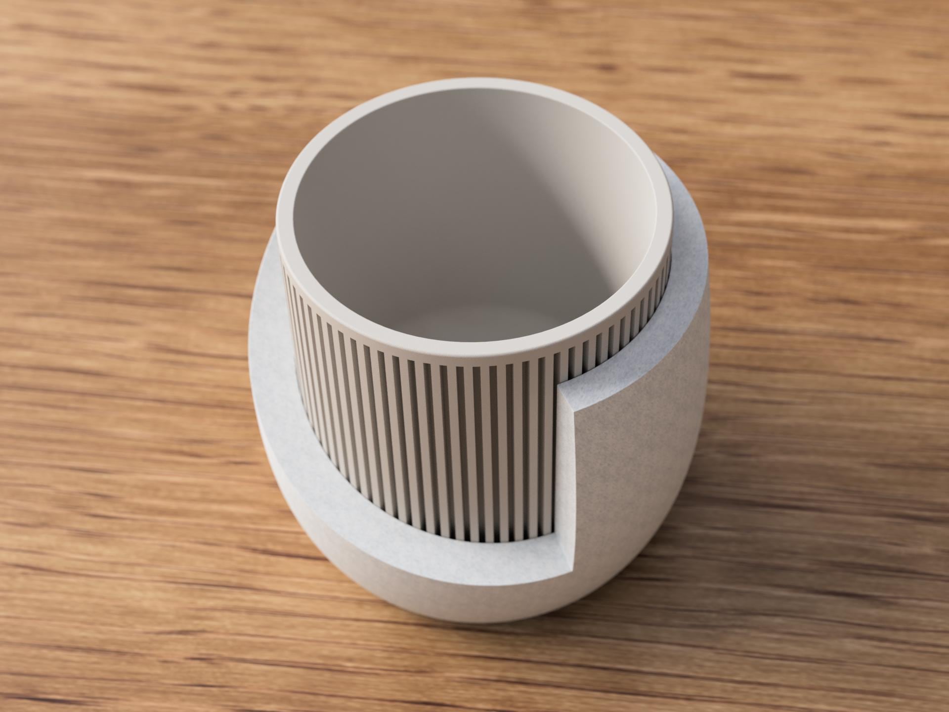 Modern Japandi Plant Pot | Ribbed Minimalist Planter | Scandinavian Indoor Home Decor