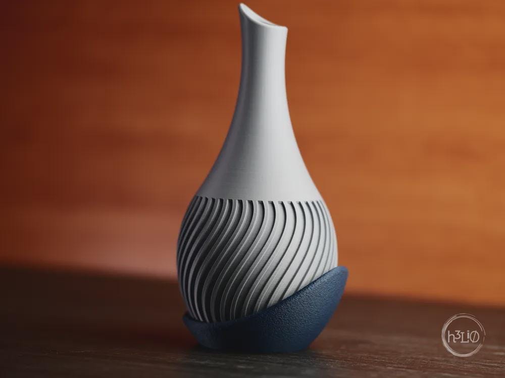 Vase ondulé avec plaque enveloppante | Décoration d'intérieur minimaliste | Sculptural | Décoration de bureau contemporaine