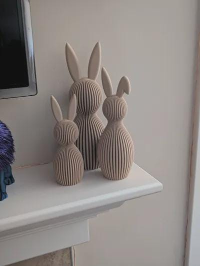 Modern Easter Bunny Decor | Ribbed Bunny with Folded or Straight Ears | Scandinavian Spring Decoration