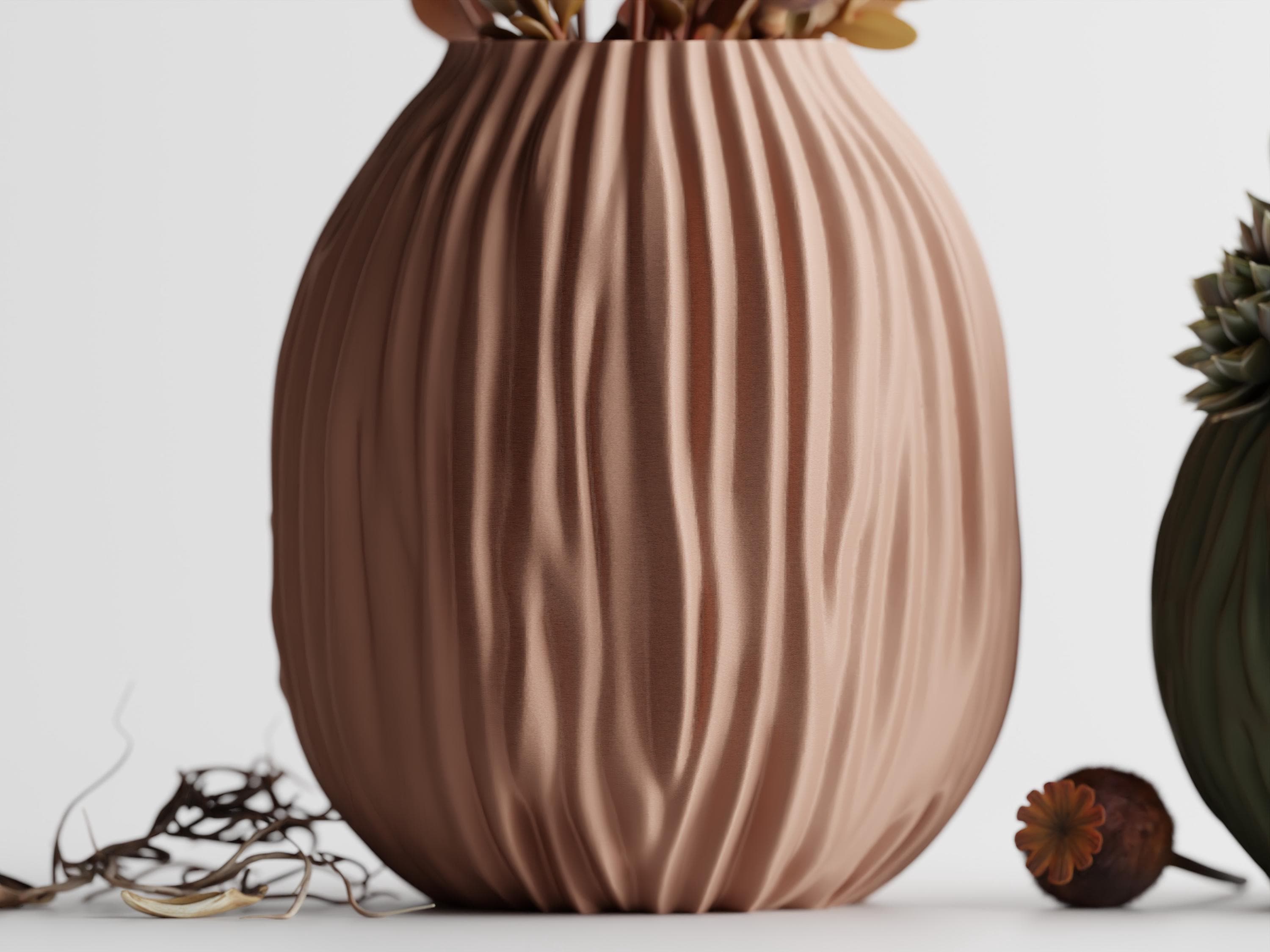 Ondula Ripple Vase | Organic Textured 3D Printed Vessel | Dried Flower Vase