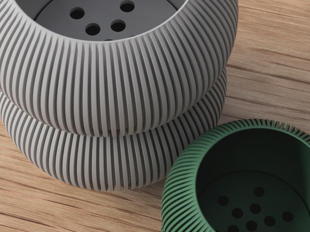 Modern Ribbed Planter with Legs | Indoor Pot | Home Decor
