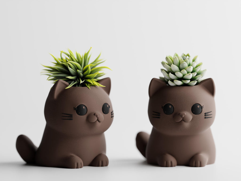 Cat Planter – 3D Printed Desk Succulent Pot, Cat Lover Gift