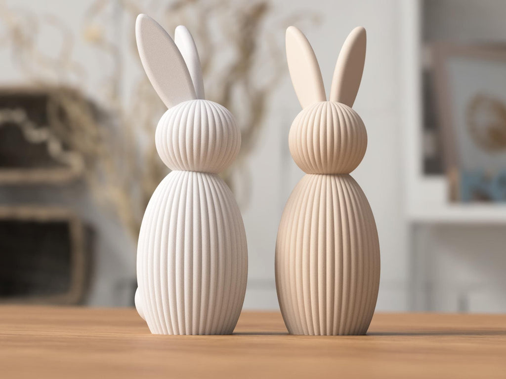 Ribbed Bunny Figurine | Modern Scandinavian Easter Decor, Rabbit Home Accent