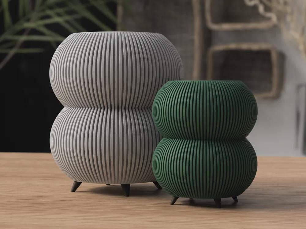 Modern Ribbed Planter with Legs | Indoor Pot | Home Decor