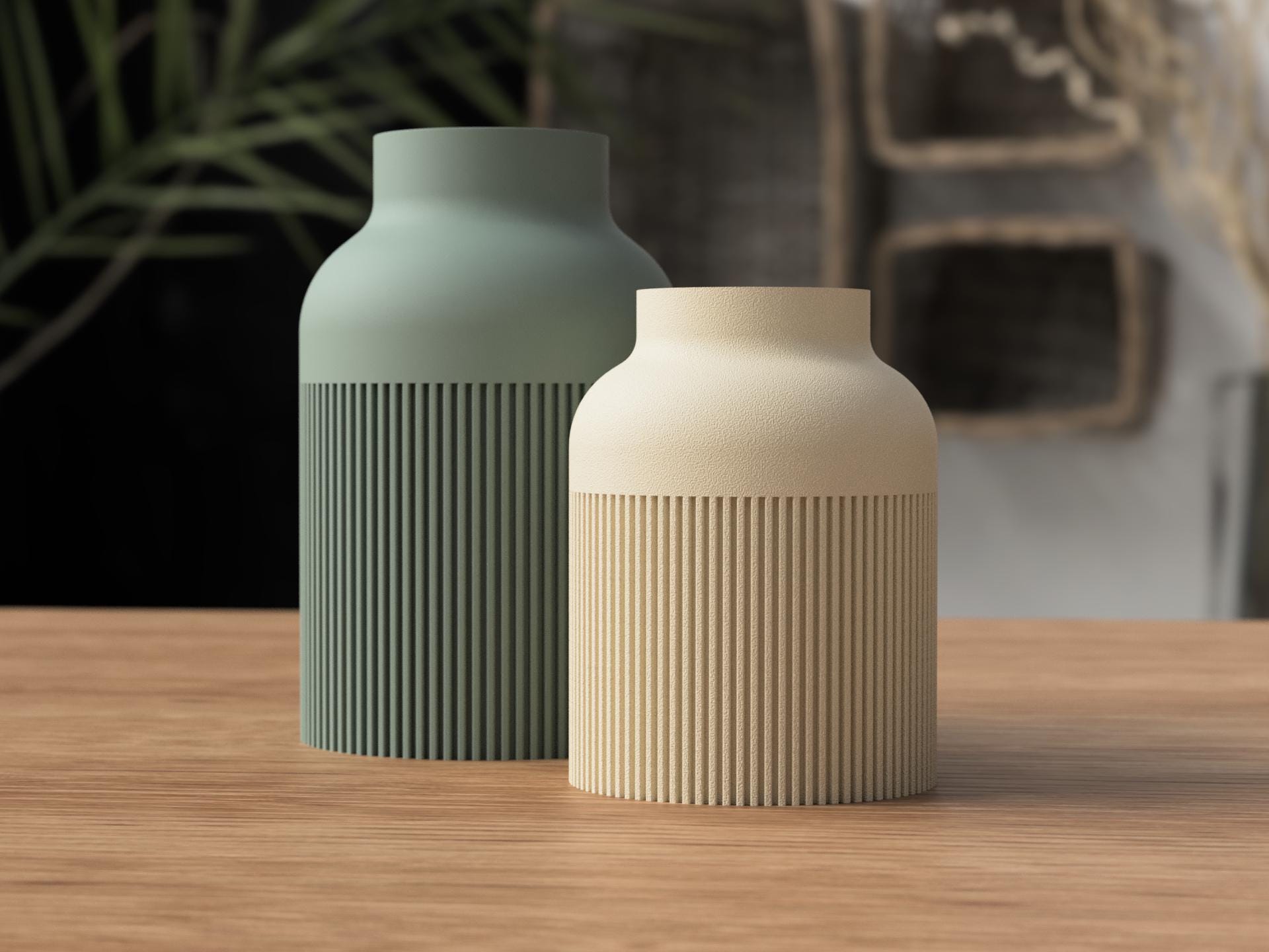 Ribbed Vase – Hiku Japandi Scandinavian Decor - 3D Printed