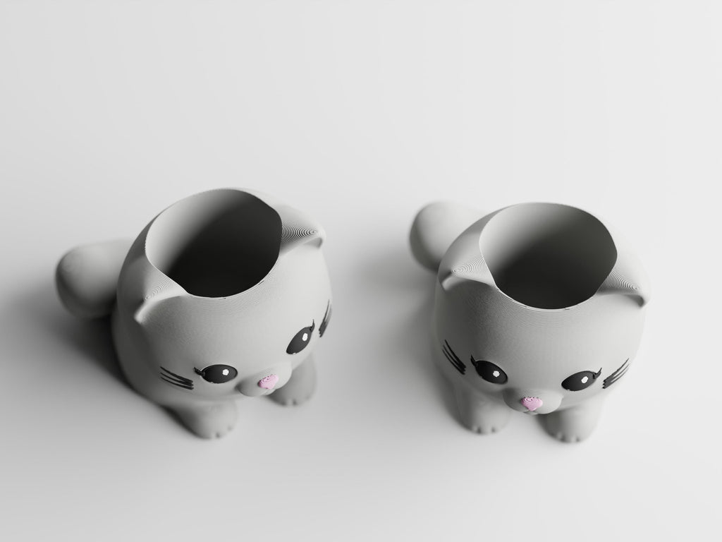 Cat Planter – 3D Printed Desk Succulent Pot, Cat Lover Gift
