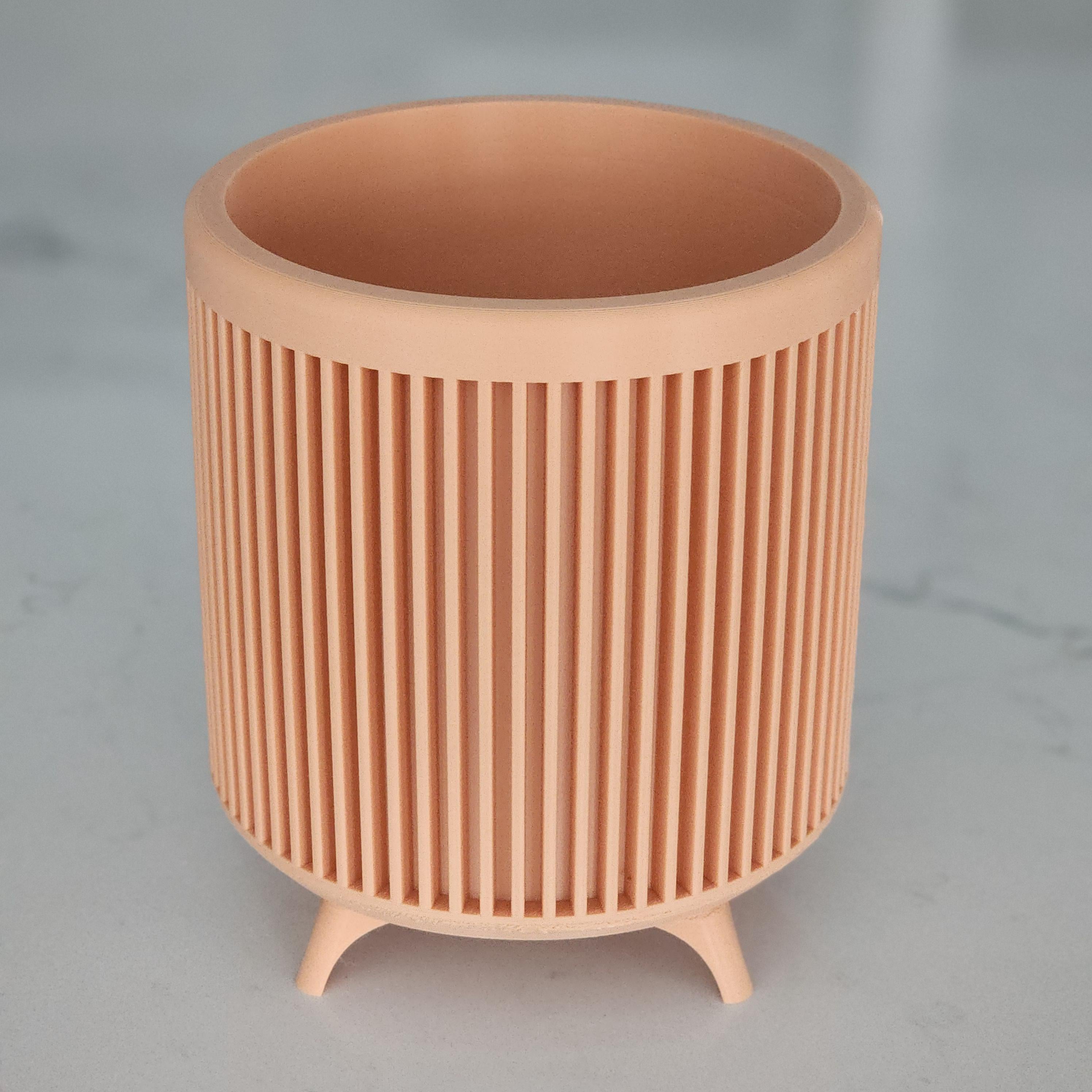 Ribbed Planter with Legs – Japandi Scandinavian Minimalist Decor