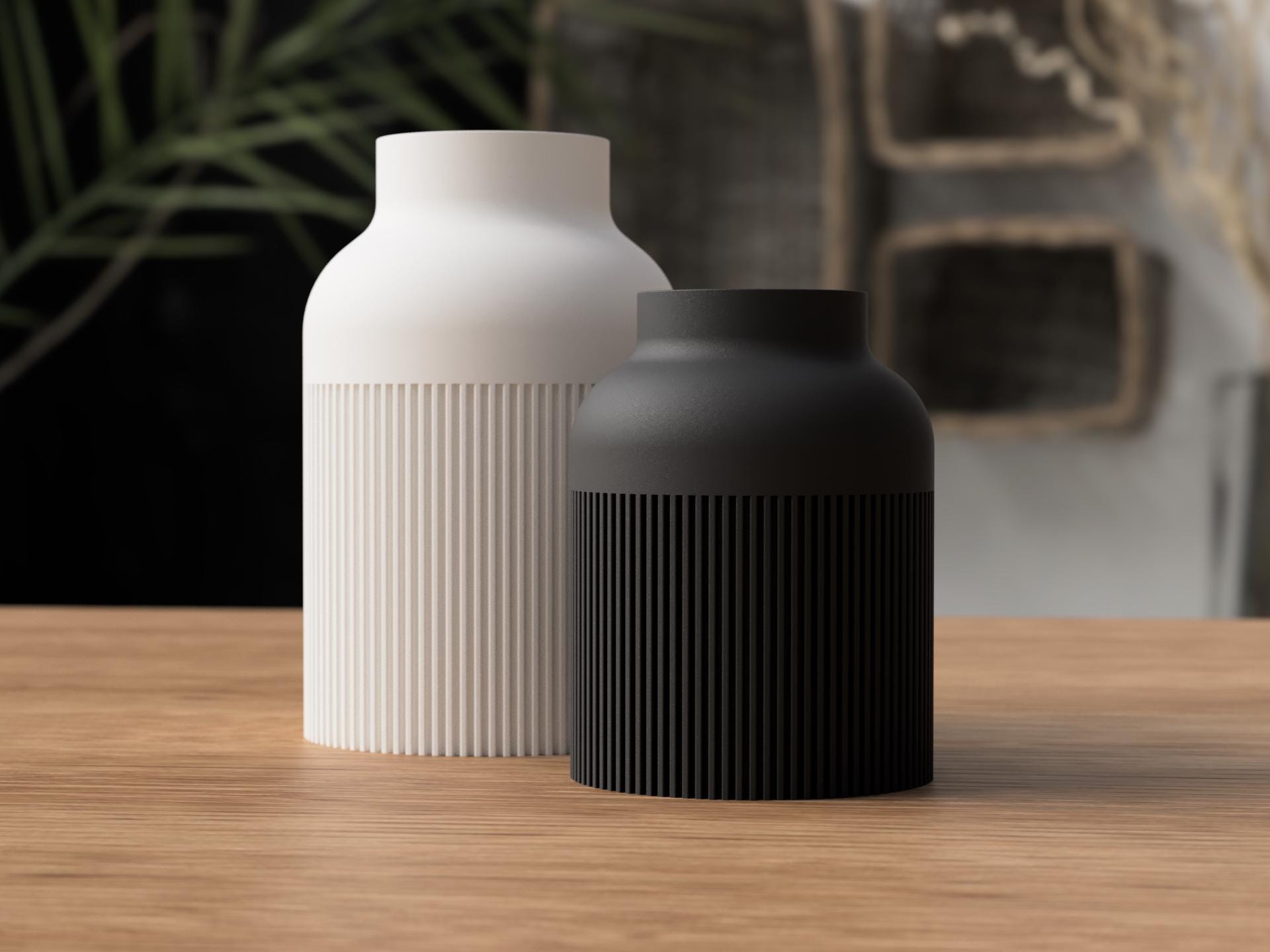 Ribbed Vase – Hiku Japandi Scandinavian Decor - 3D Printed