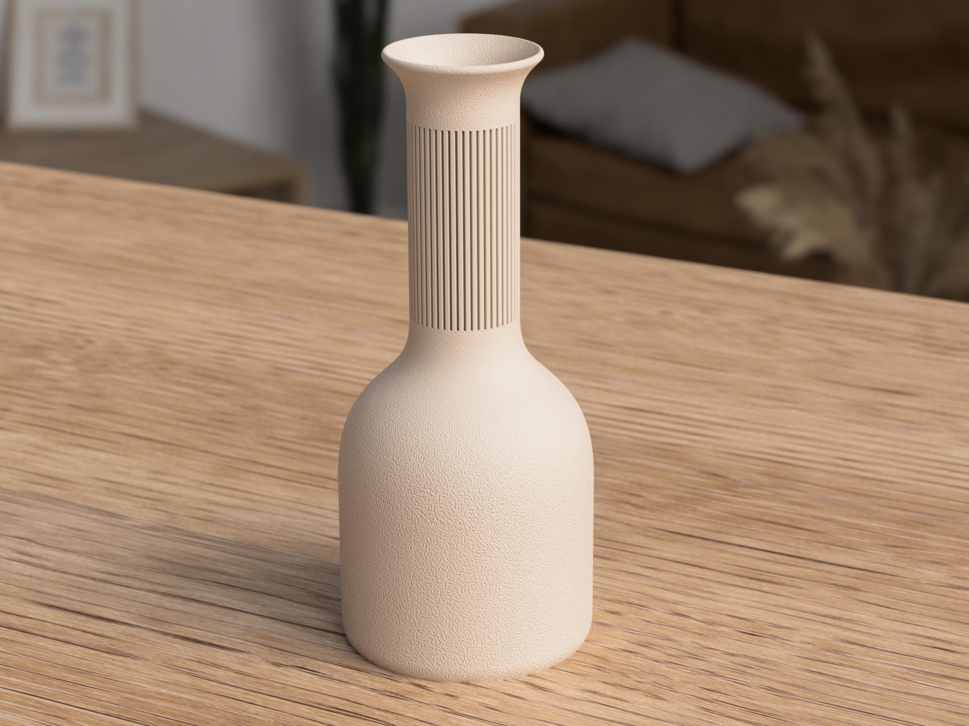 Two Tone Japandi Vase, Textured Ribbed 3D Printed Bud Vase, Minimalist Decor