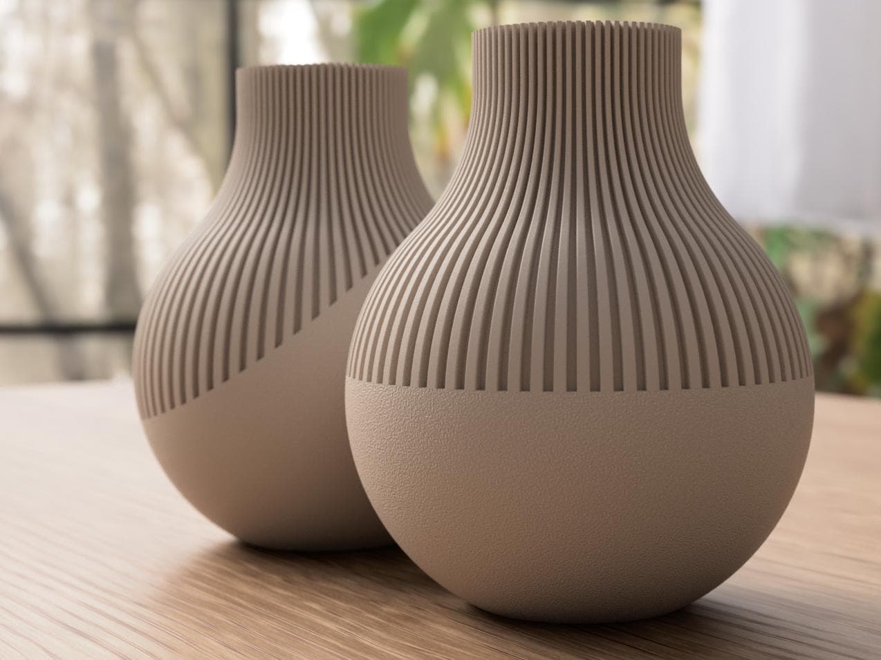 Neki Japandi Vase | Ribbed Minimalist Vase | Scandinavian Nordic Decor | Modern 3D Printed