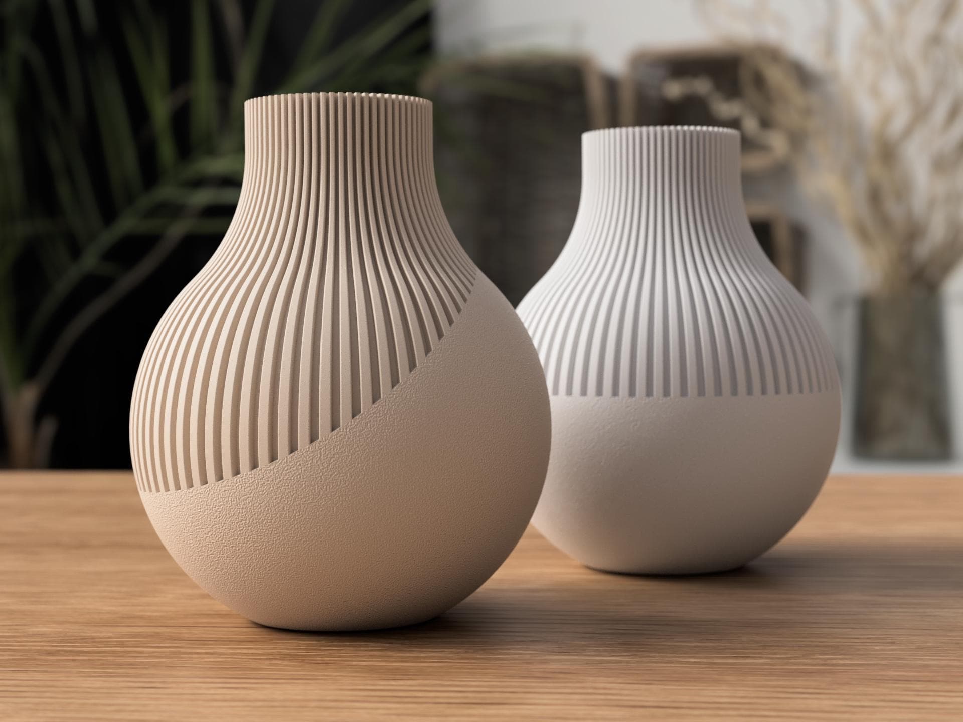 Neki Japandi Vase | Ribbed Minimalist Vase | Scandinavian Nordic Decor | Modern 3D Printed