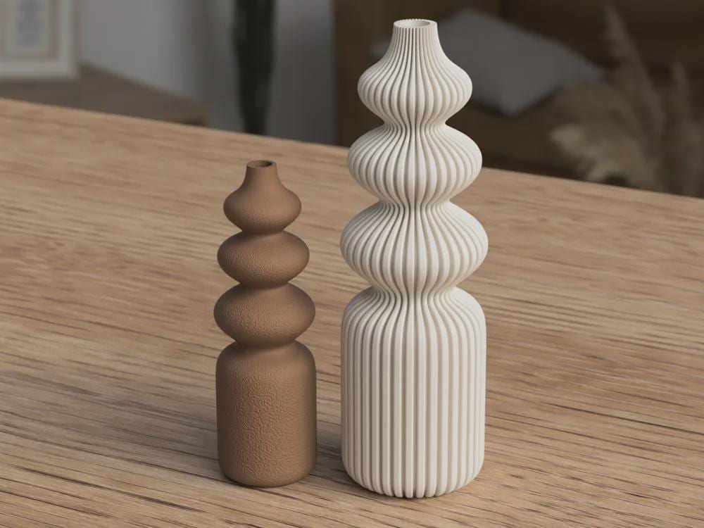 Nordic Vase – Ribbed or Fuzzy Texture – Japandi Minimalist Decor – Scandinavian Style Modern Vase