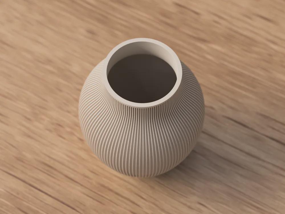 Tayo Japandi Ribbed Vase | Textured Nordic Decor | 3D Printed Scandinavian Home (180mm x 136mm)