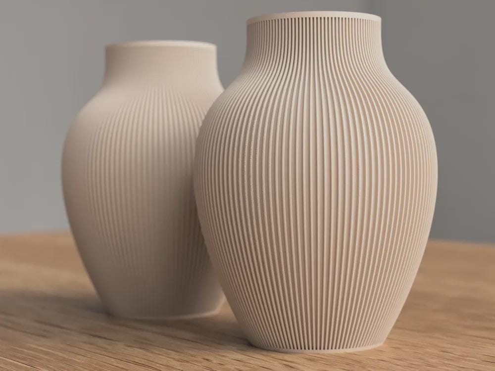 Tayo Japandi Ribbed Vase | Textured Nordic Decor | 3D Printed Scandinavian Home (180mm x 136mm)