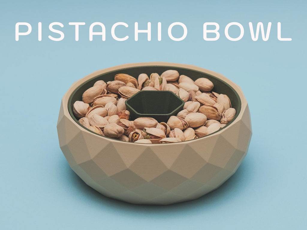 Pistachio Bowl with Shell Holder, Geometric Snack Organizer, 3D Printed, Home Decor