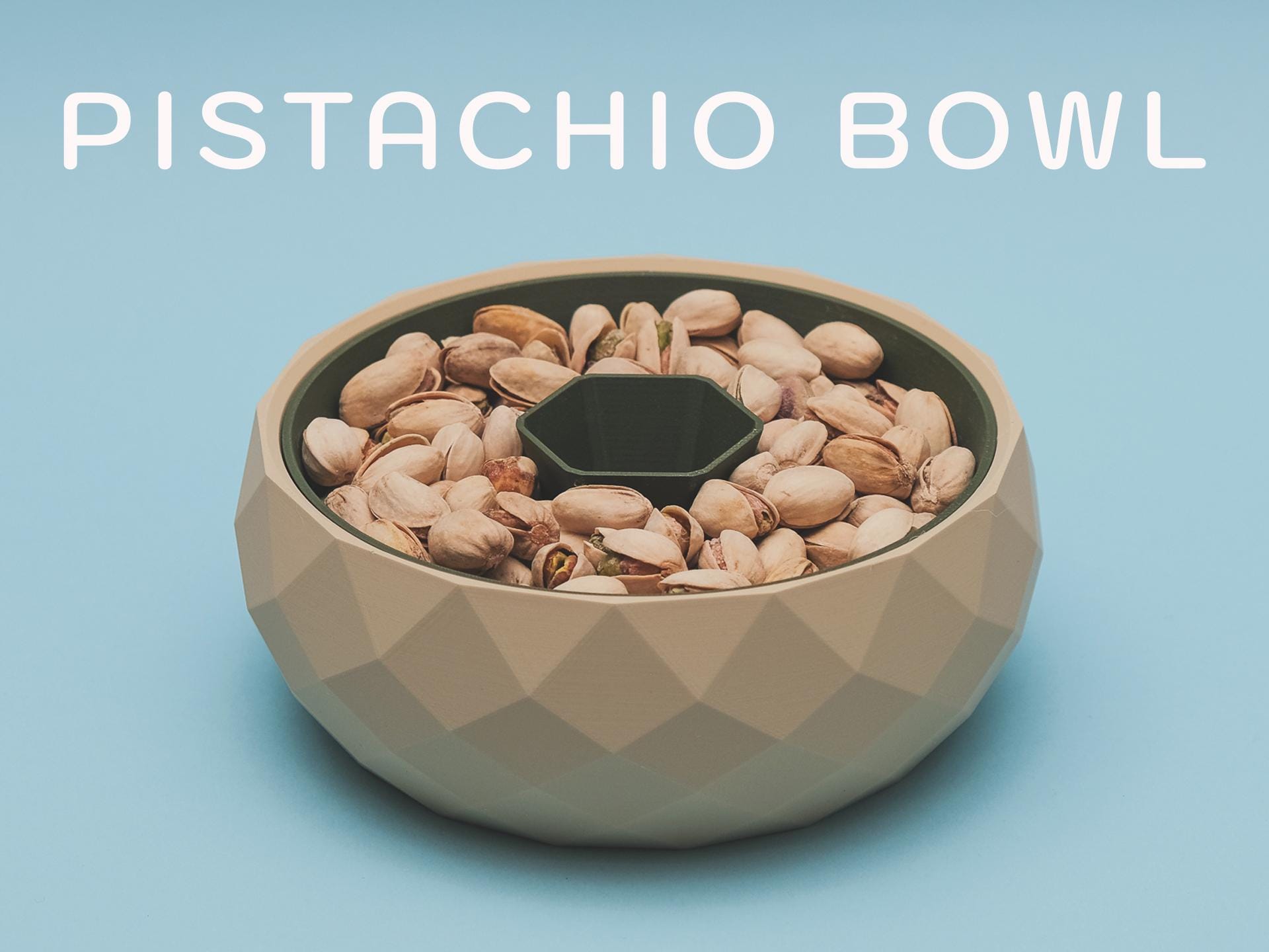 Pistachio Bowl with Shell Holder, Geometric Snack Organizer, 3D Printed, Home Decor