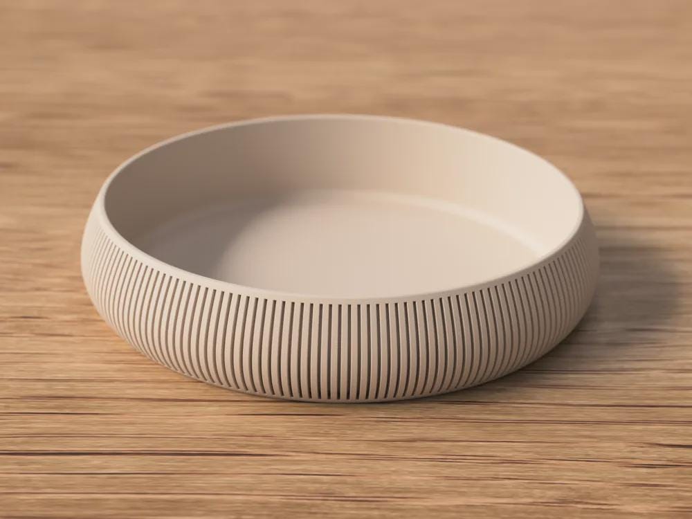 Japandi Catch All Bowl, Minimalist Ribbed Decorative Tray, Scandinavian Entryway Organizer Dish