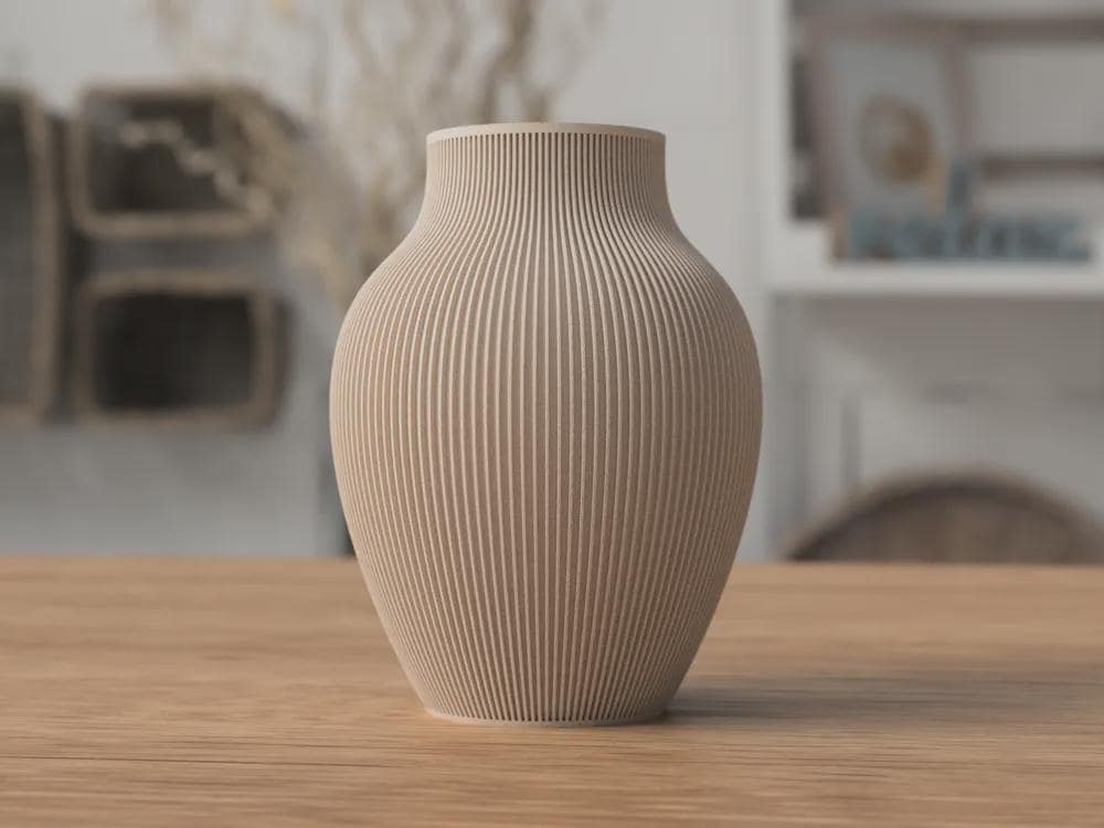 Tayo Japandi Ribbed Vase | Textured Nordic Decor | 3D Printed Scandinavian Home (180mm x 136mm)