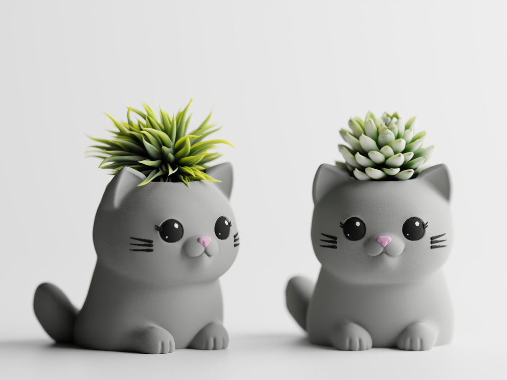 LeafyPaws Cat Planter — Succulent Pot | Desk Plant Holder | Gift for Cat Lover | 3D Printed Decor