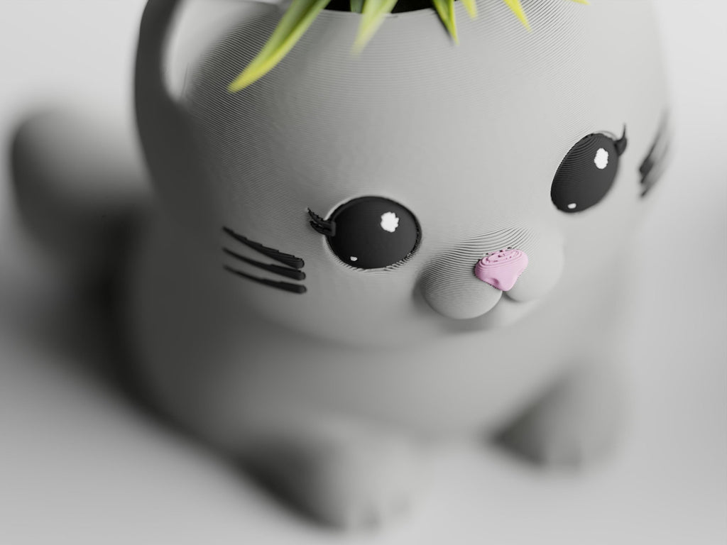 LeafyPaws Cat Planter — Succulent Pot | Desk Plant Holder | Gift for Cat Lover | 3D Printed Decor