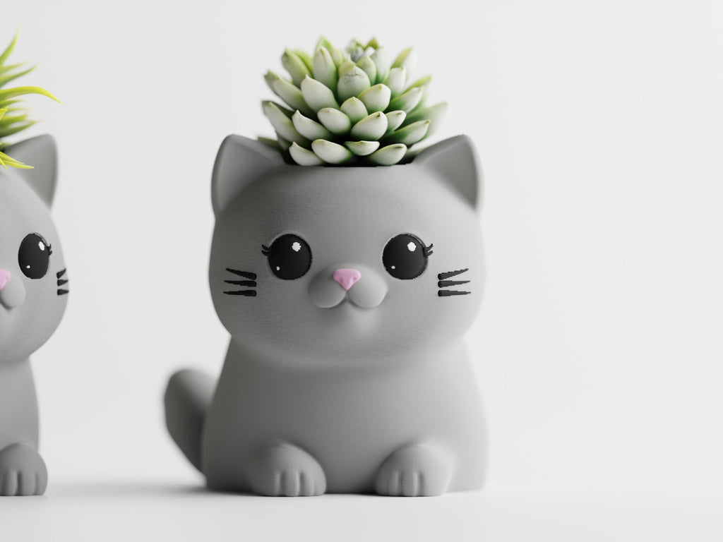 LeafyPaws Cat Planter — Succulent Pot | Desk Plant Holder | Gift for Cat Lover | 3D Printed Decor