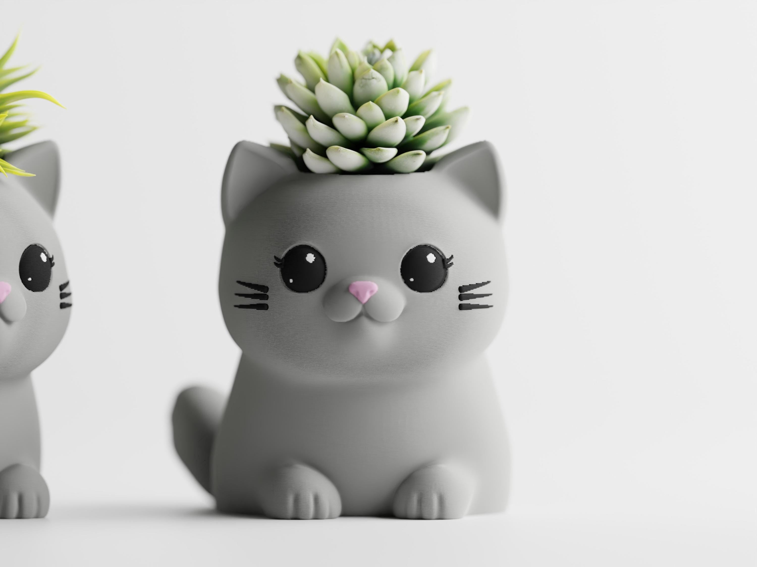 LeafyPaws Cat Planter — Succulent Pot | Desk Plant Holder | Gift for Cat Lover | 3D Printed Decor