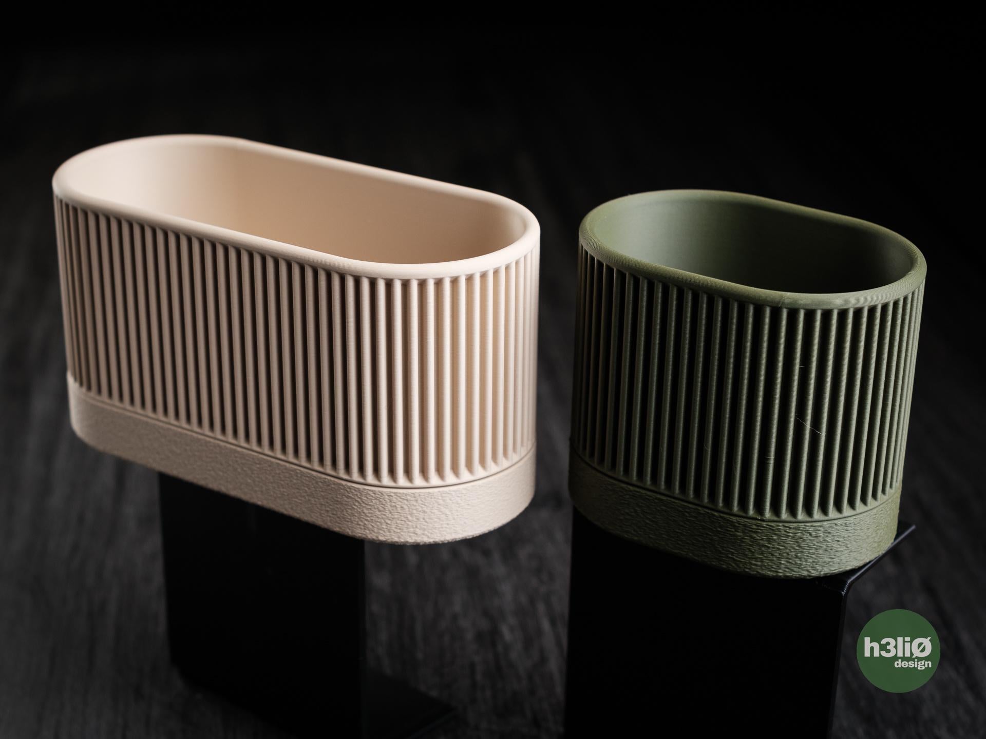 Nisa Japandi Planter | Modern Ribbed Oval Plant Pot  | Neutral Home Decor | 3D Printed Planter
